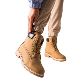 Diamantique Klasyczne Brązowe Traperki żółte