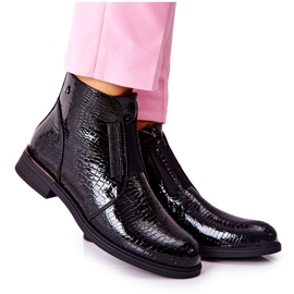 Lakierowane Botki Na Obcasie Sergio Leone BT400 Czarne