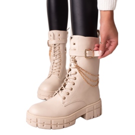 Seastar Wysokie Workery Z Łańcuszkiem beżowy