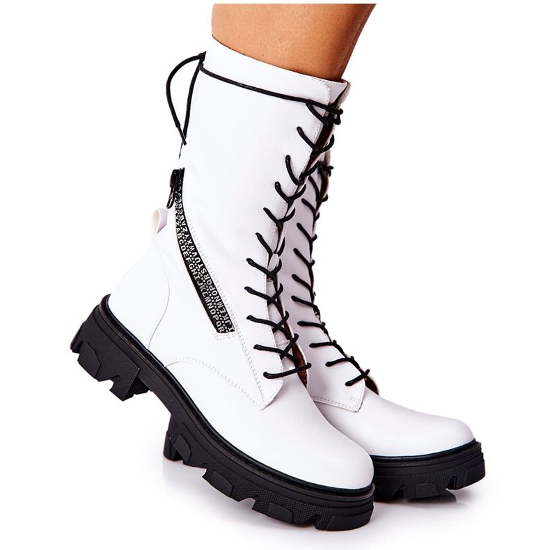 Botki Trapery Glany Sergio Leone TR747 Białe