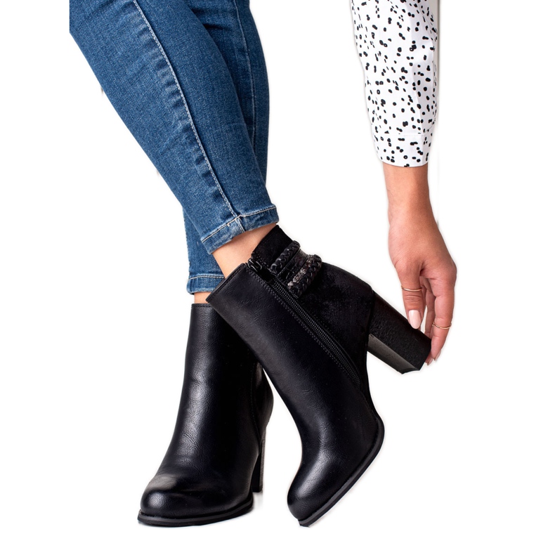 Erynn Stylowe Botki Na Słupku czarne