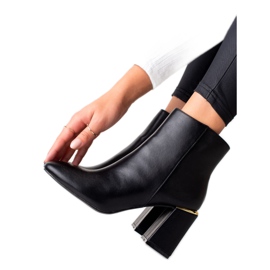 Diamantique Eleganckie Botki Ze Złotą Wstawką czarne