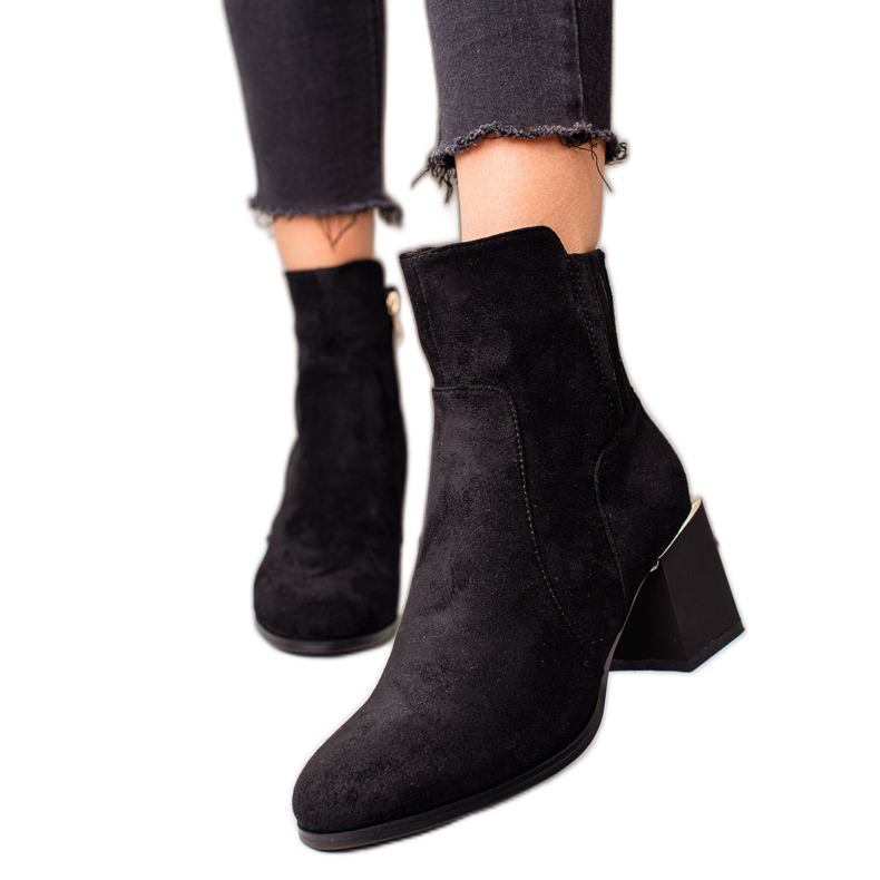 Goodin Eleganckie Botki Z Matowym Obcasem czarne