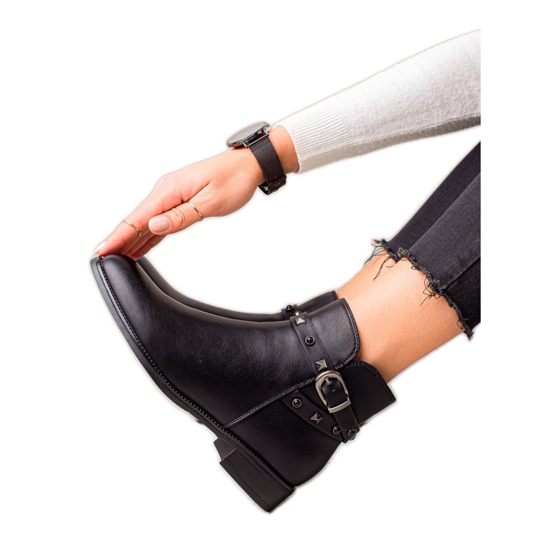 Goodin Czarne Botki Z Dżetami