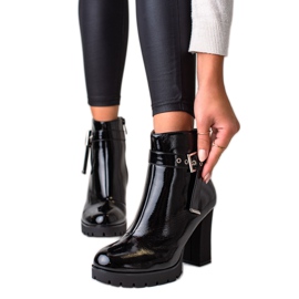 Janessa Stylowe Czarne Botki Na Obcasie