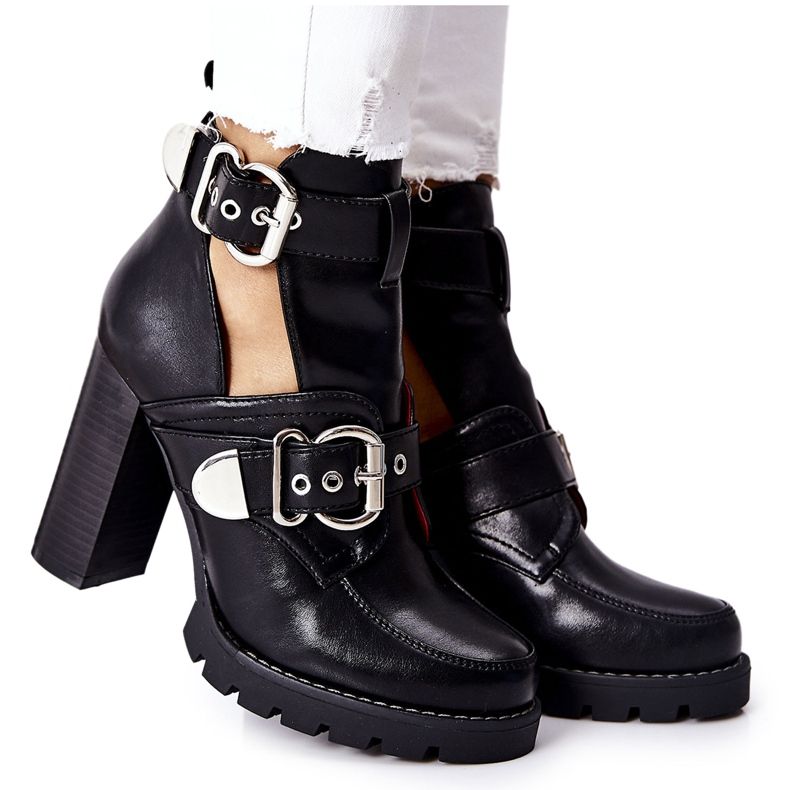 Botki Na Słupku Czarne Klamra Bramshall