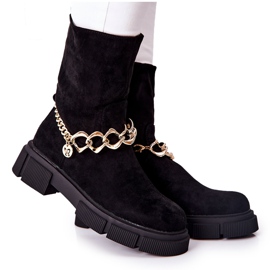 FB2 Zamszowe Botki Workery Czarne Hellio