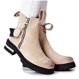 PS1 Ocieplane Botki Z Suwakiem Beżowe Cortona beżowy