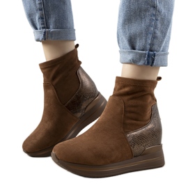 Brązowe sneakersy z wstawką skóry węża Garibay