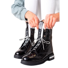 Modne Skórzane Botki ARTIKER czarne