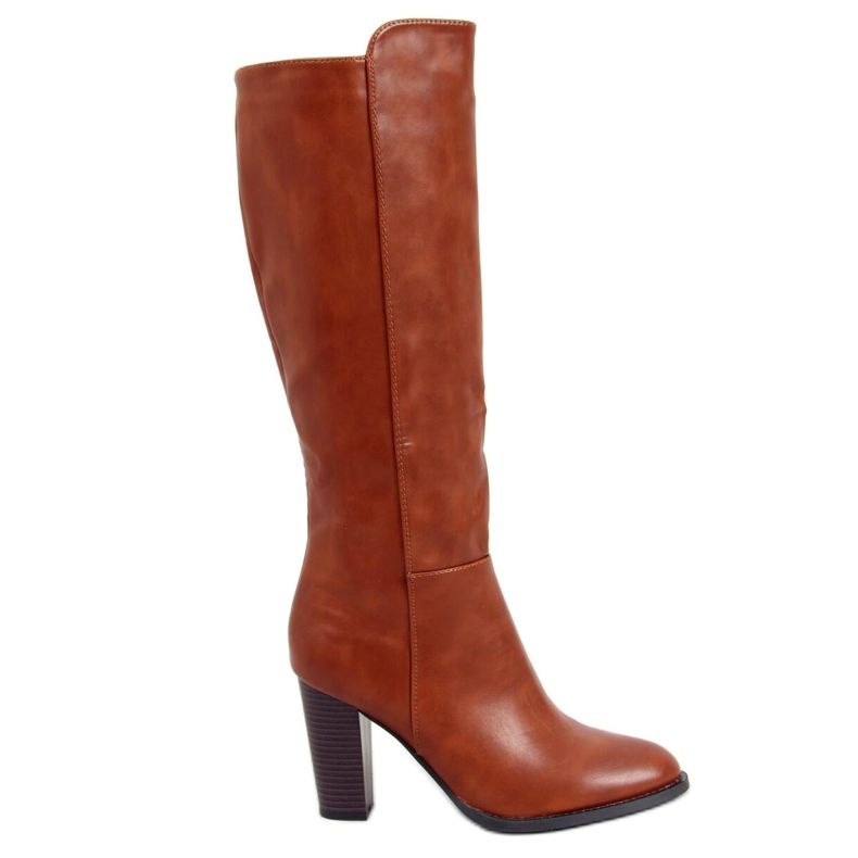 Kozaki na obcasie licowe camel UK03P Camel brązowe