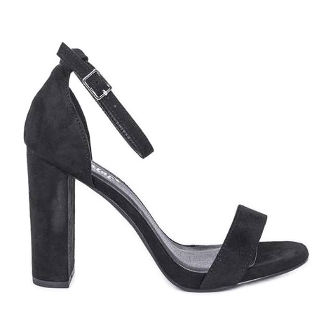 Czarne sandały na wysokim słupku Beth