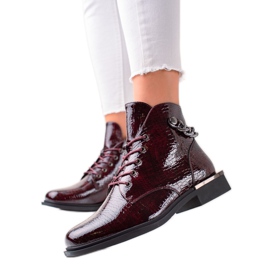 Eleganckie Lakierowane Botki Sergio Leone bordowy