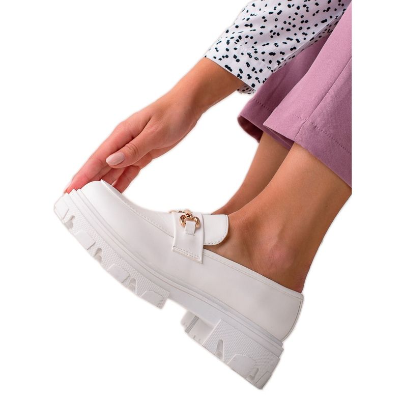 Diamantique Mokasyny Z Eko Skóry białe