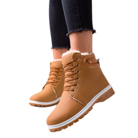 TRENDI Camelowe Traperki Z Ociepleniem brązowe