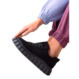 Sweet Shoes Zamszowe Sneakersy Na Platformie czarne