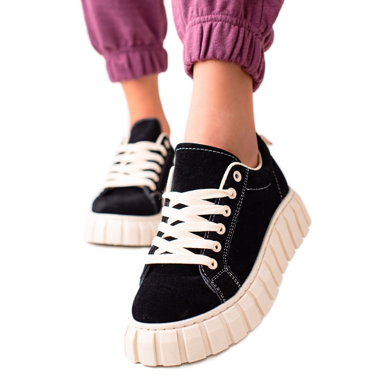Sweet Shoes Zamszowe Sneakersy Na Platformie czarne