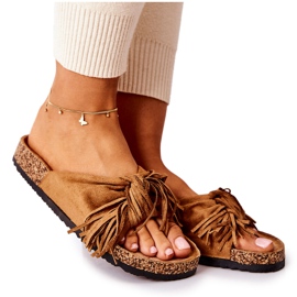 FW1 Klapki Na Korkowej Podeszwie Camel Taryne brązowe