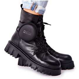 Skórzane Ocieplane Workery Z Nerką Big Star II274430 Czarne