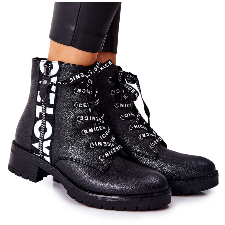 POTOCKI Skórzane Botki Workery Na Suwak Czarne Henri