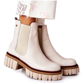 Skórzane Botki Workery Maciejka Beżowe 05312-04 beżowy