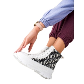 TRENDI Wysokie Białe Trampki Fashion czarne