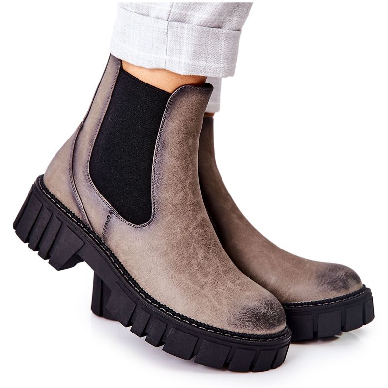 Botki Workery Trapery Ocieplane Sergio Leone TR761 Szare