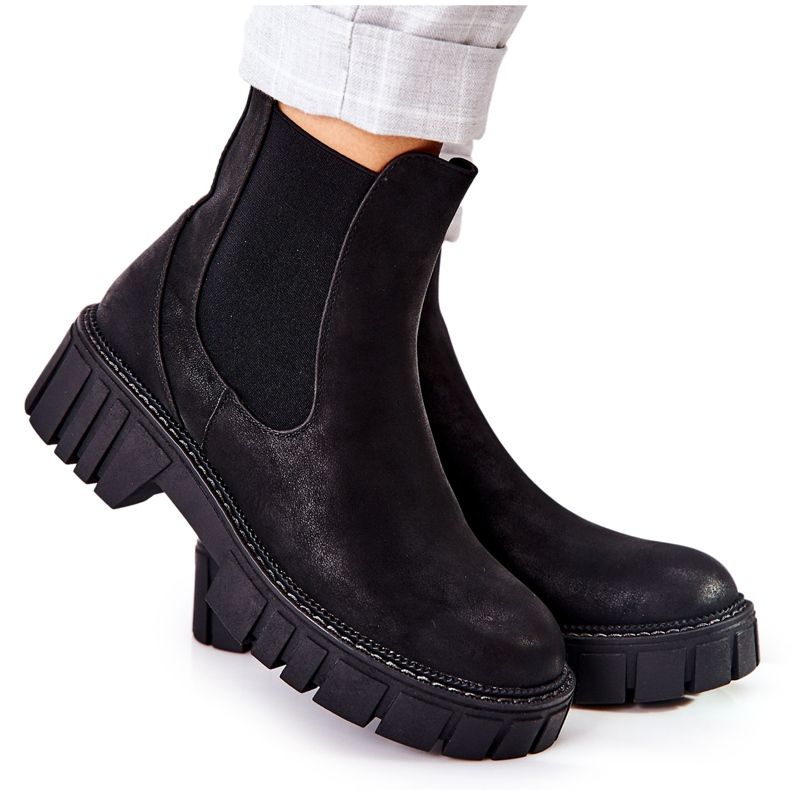 Botki Workery Trapery Ocieplane Sergio Leone TR761 Czarne