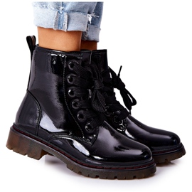 PE1 Lakierowane Workery Ocieplane Czarne Lomess