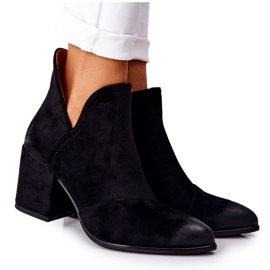 POTOCKI Klasyczne Botki Na Suwak Czarne Veriane