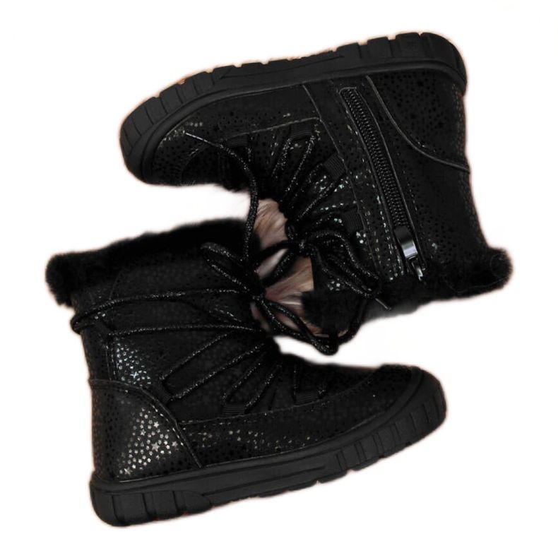 Botki ocieplane Jr EVE325A czarne białe