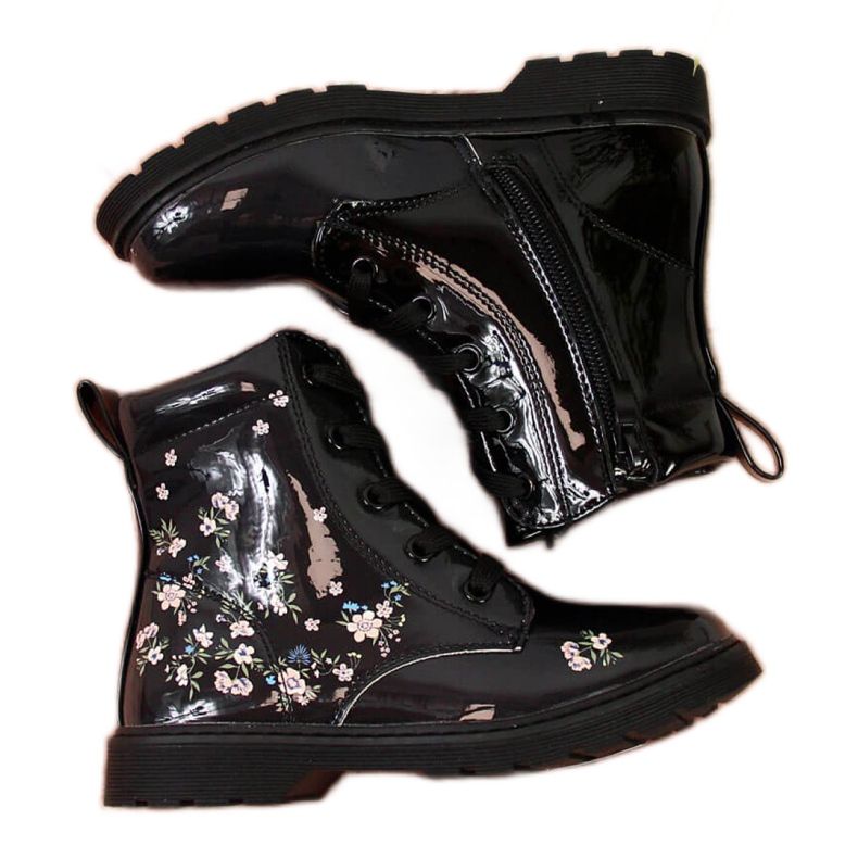 Glany dziewczęce ocieplane Jr EVE326 czarne białe