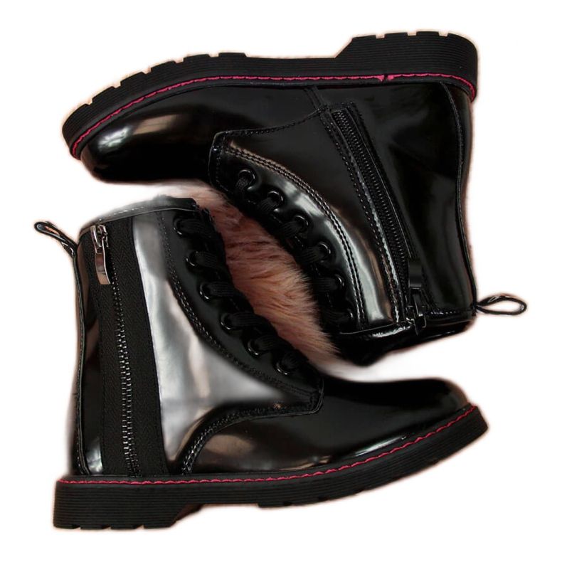 Glany lakierowane ocieplane Jr EVE327A czarne białe