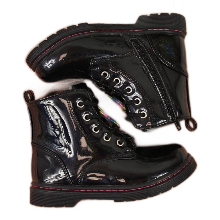 Glany dziewczęce ocieplane Jr EVE318A czarne białe