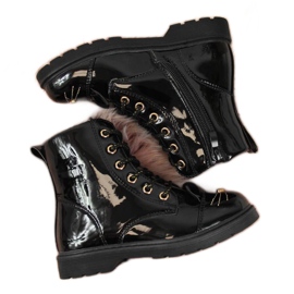 PA1 Botki ocieplane Jr EVE319A czarne białe