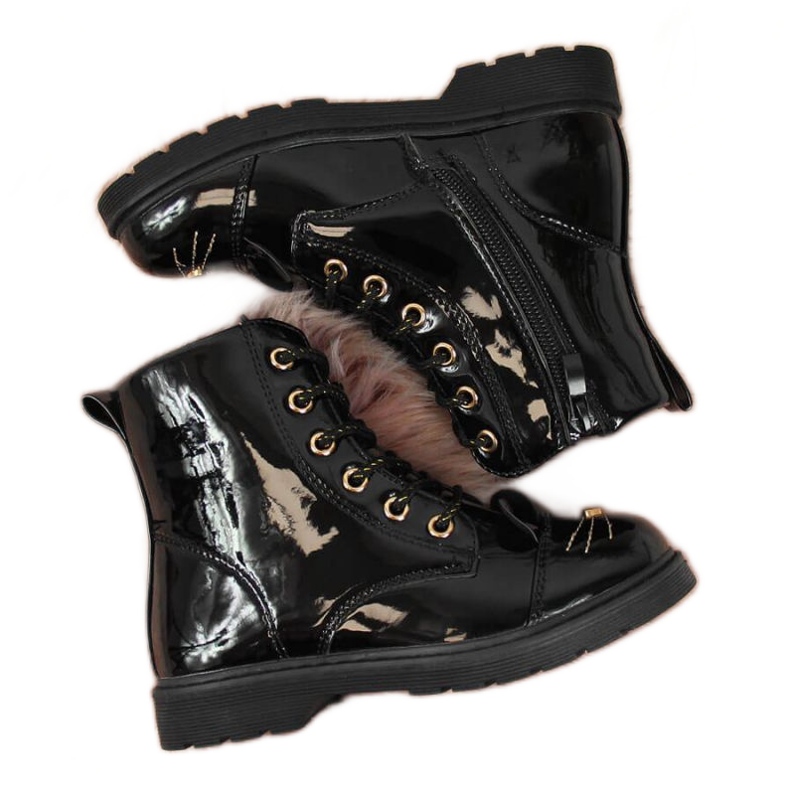 PA1 Botki ocieplane Jr EVE319A czarne białe