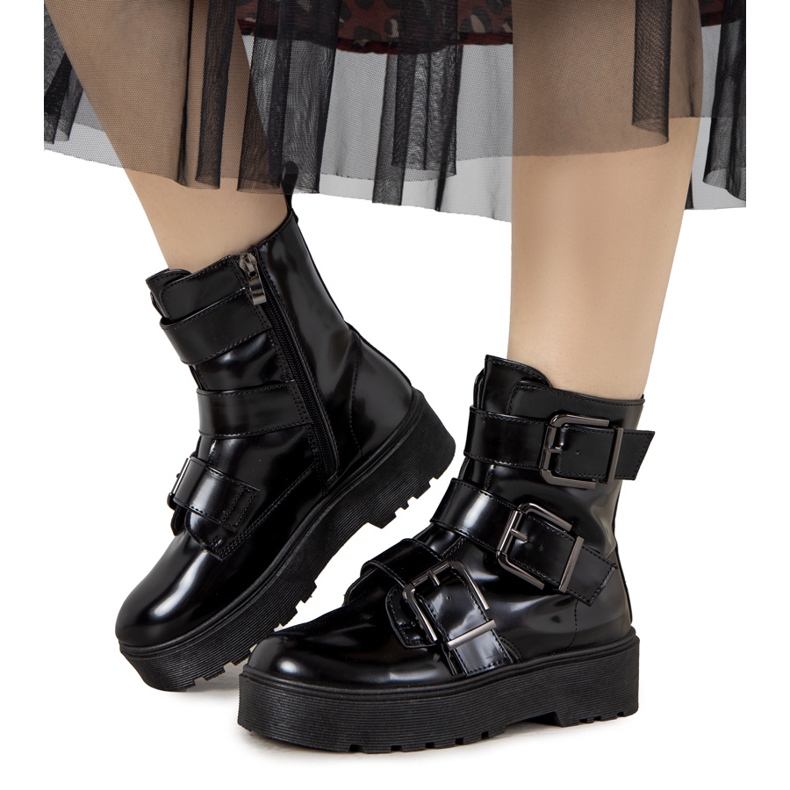 Czarne botki na platformie Austin