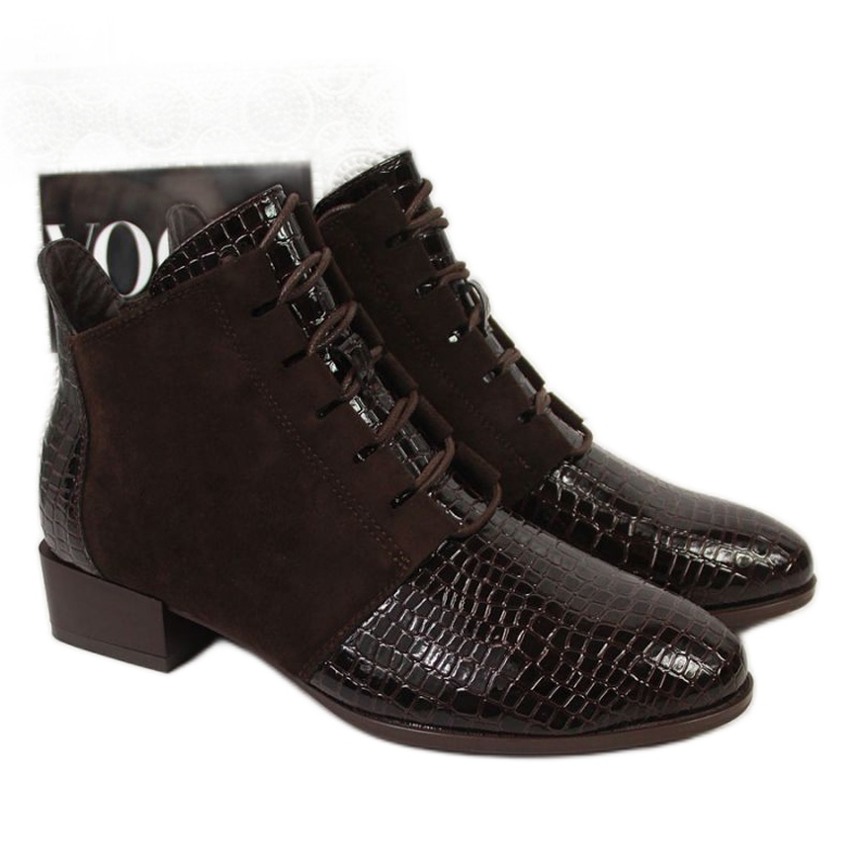 Botki skóra węża Potocki W WOL33B brązowe