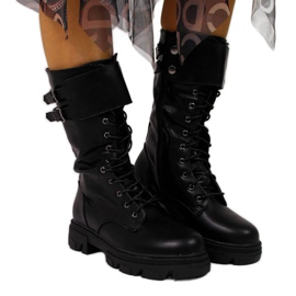 Workery ocieplane na platformie Vinceza W JAN54 czarne białe