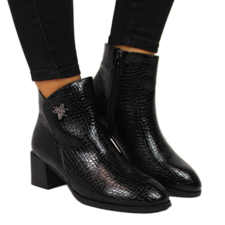 Botki z muchą skóra wężowa Filippo W PAW287 czarne