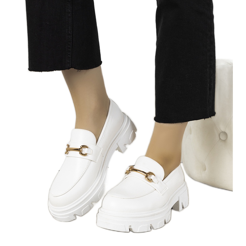 Białe mokasyny na wysokiej podeszwie Anouk