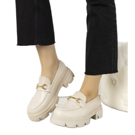 Beżowe mokasyny na wysokiej podeszwie Anouk beżowy złoty