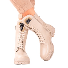 Seastar Wysokie Workery Z Kryształkami beżowy