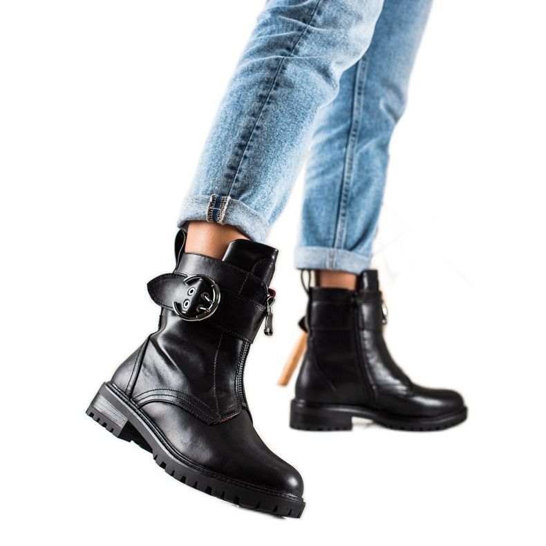 Erynn Czarne Workery Ze Sprzączką