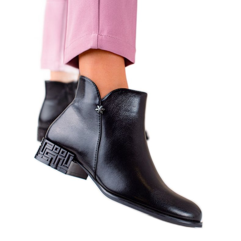 Botki Z Ozdobnym Obcasem Sergio Leone czarne