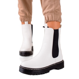 S. BARSKI Wysokie Sztyblety Na Platformie S.BARSKI białe