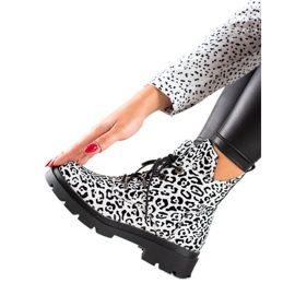 Filippo Sznurowane botki ze wzorem białe czarne