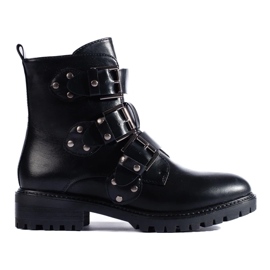 Ocieplane workery ze sprzączkami czarne