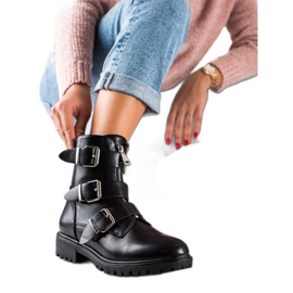 Sixth Sense Czarne Workery Ze Sprzączkami