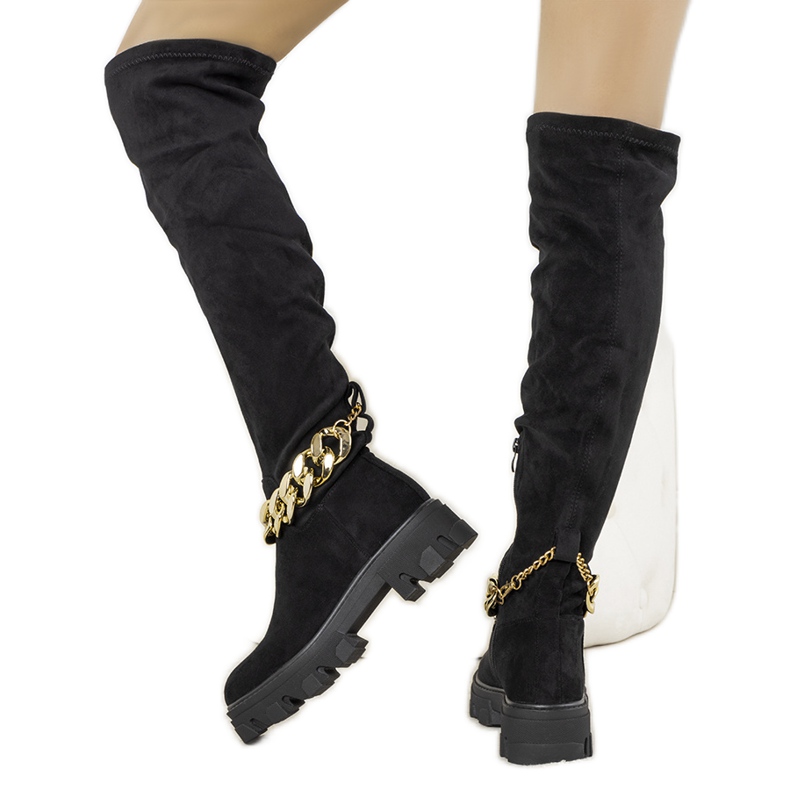 BM Czarne kozaki na wysokiej podeszwie Charette